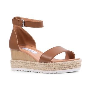 STEVE MADDEN GINA COGNAC ESPADRILLE WEDGE SZ 7.5
